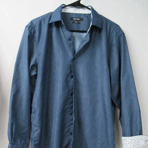 Nine West Shirt Men's 15-151/2 32-33 Button-Down Blue Slim Fit Medium